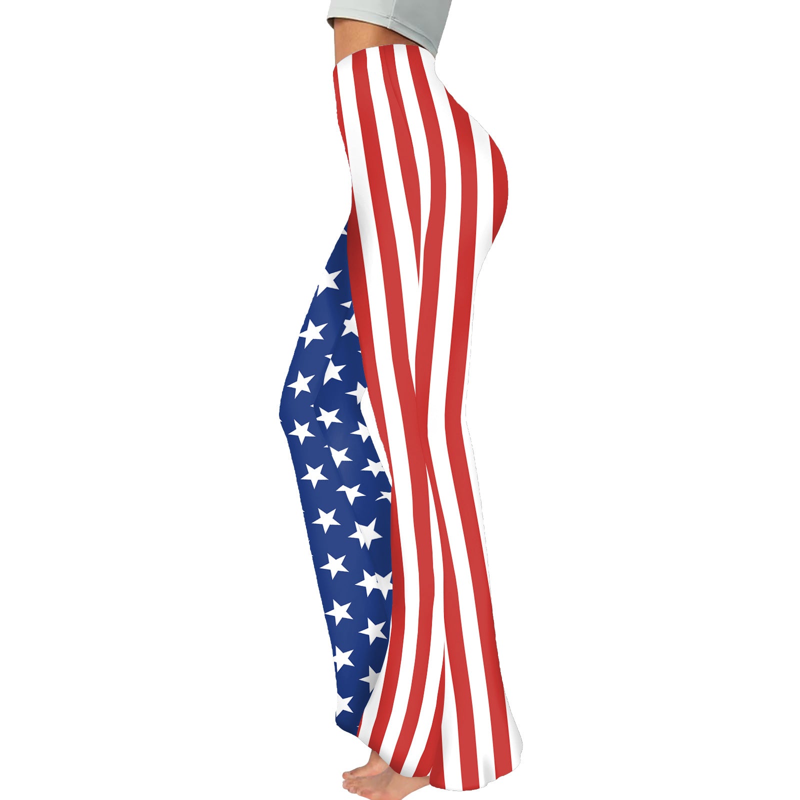 Summer Women's American Flag Print Casual Bell Bottom Pants 14