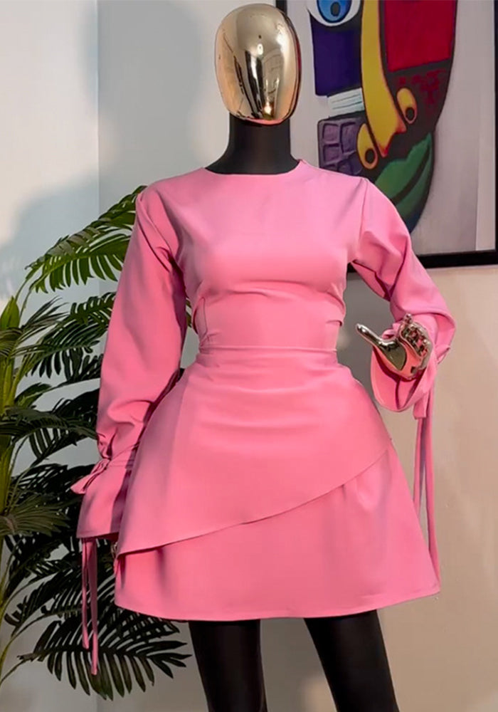 Women Spring Round Neck Long Sleeve Dress