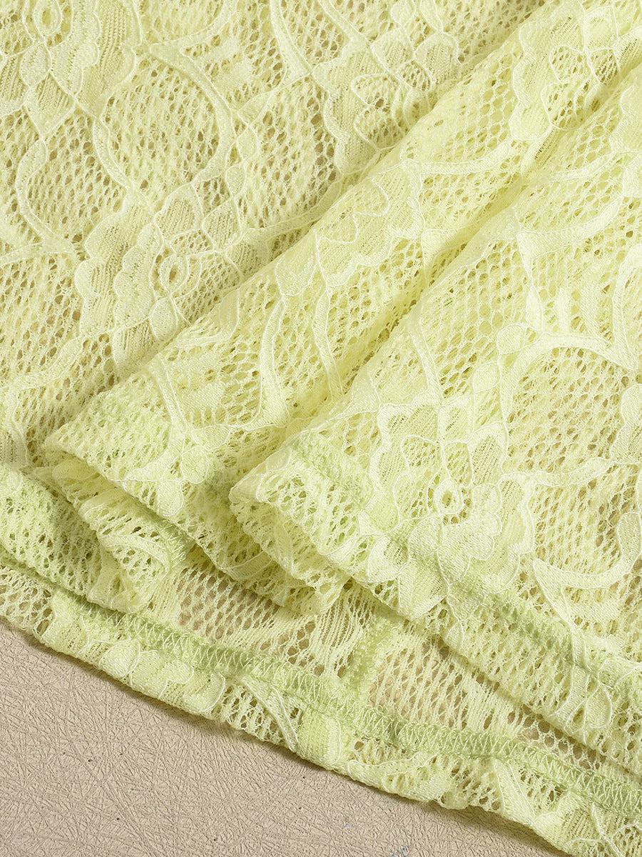 Summer Sexy Lace See-Through Strapless Dress for Women 15