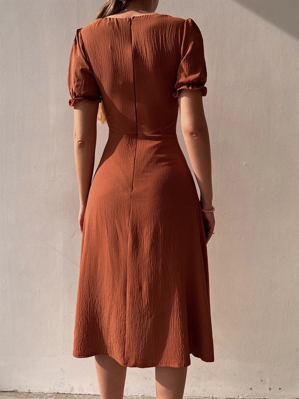 Women's Spring/Summer Chic V-Neck Single Breasted Midi Dress 23