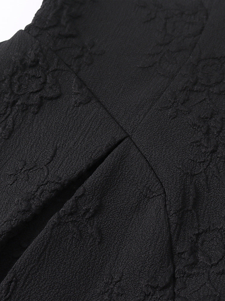 Women's Jacquard Strap Sexy Low Back Ruffle Short Dress 47