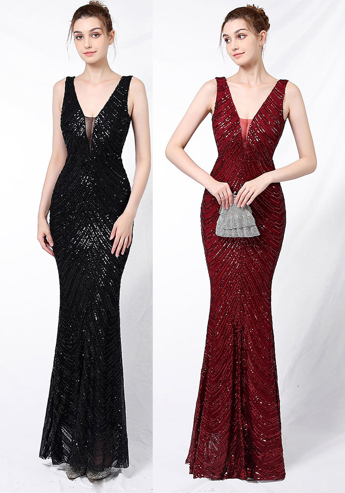 Sequin Fishtail Long Dress Formal Party Evening Dress