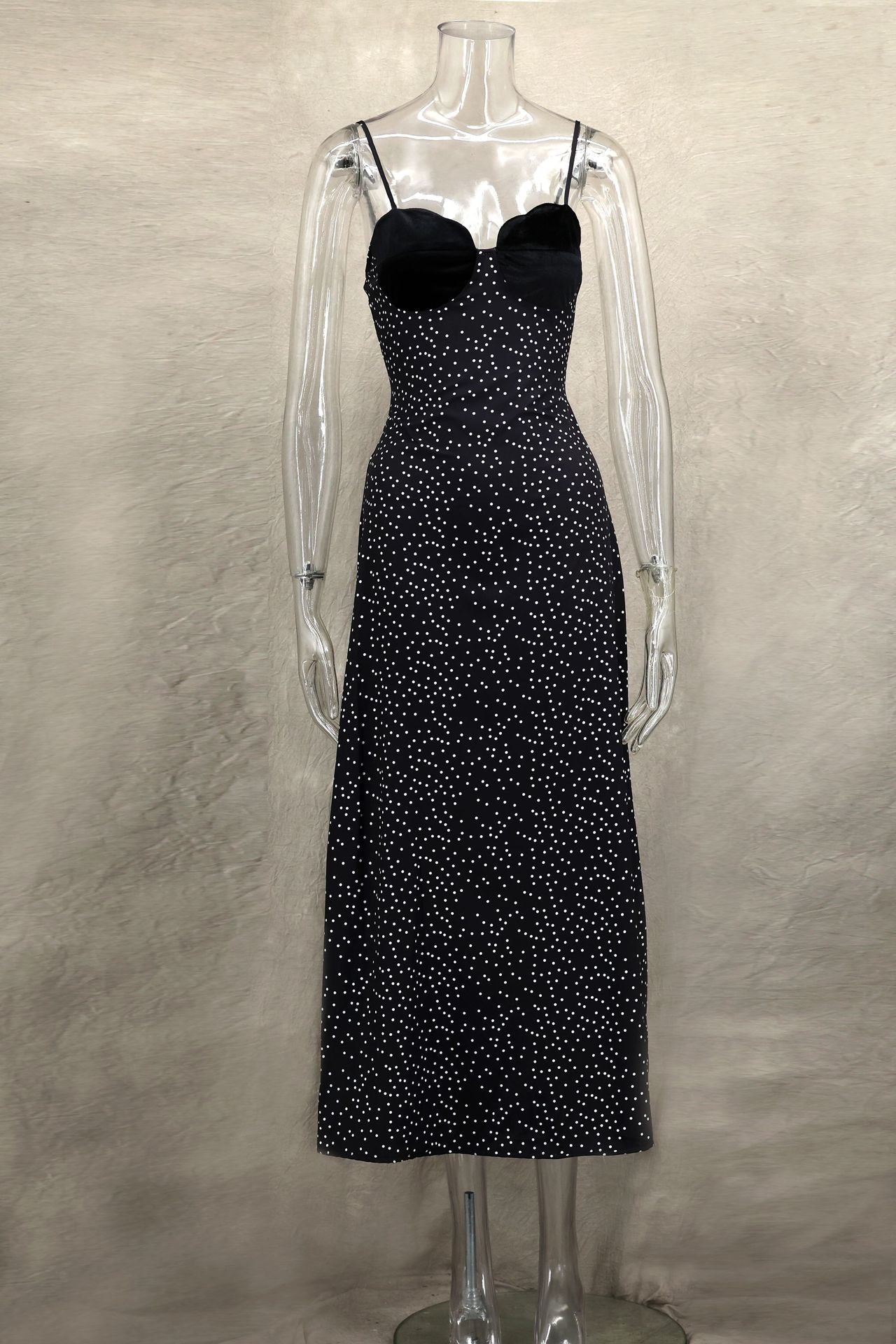 Spring Summer Style Contrast Slim Waist Polka Dot Print Dress 6