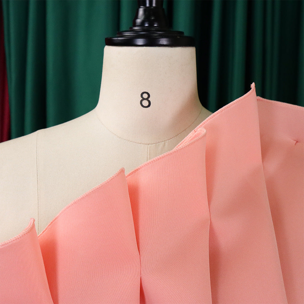 Plus Size Women Solid Sexy Pleated Formal Party Dress 50