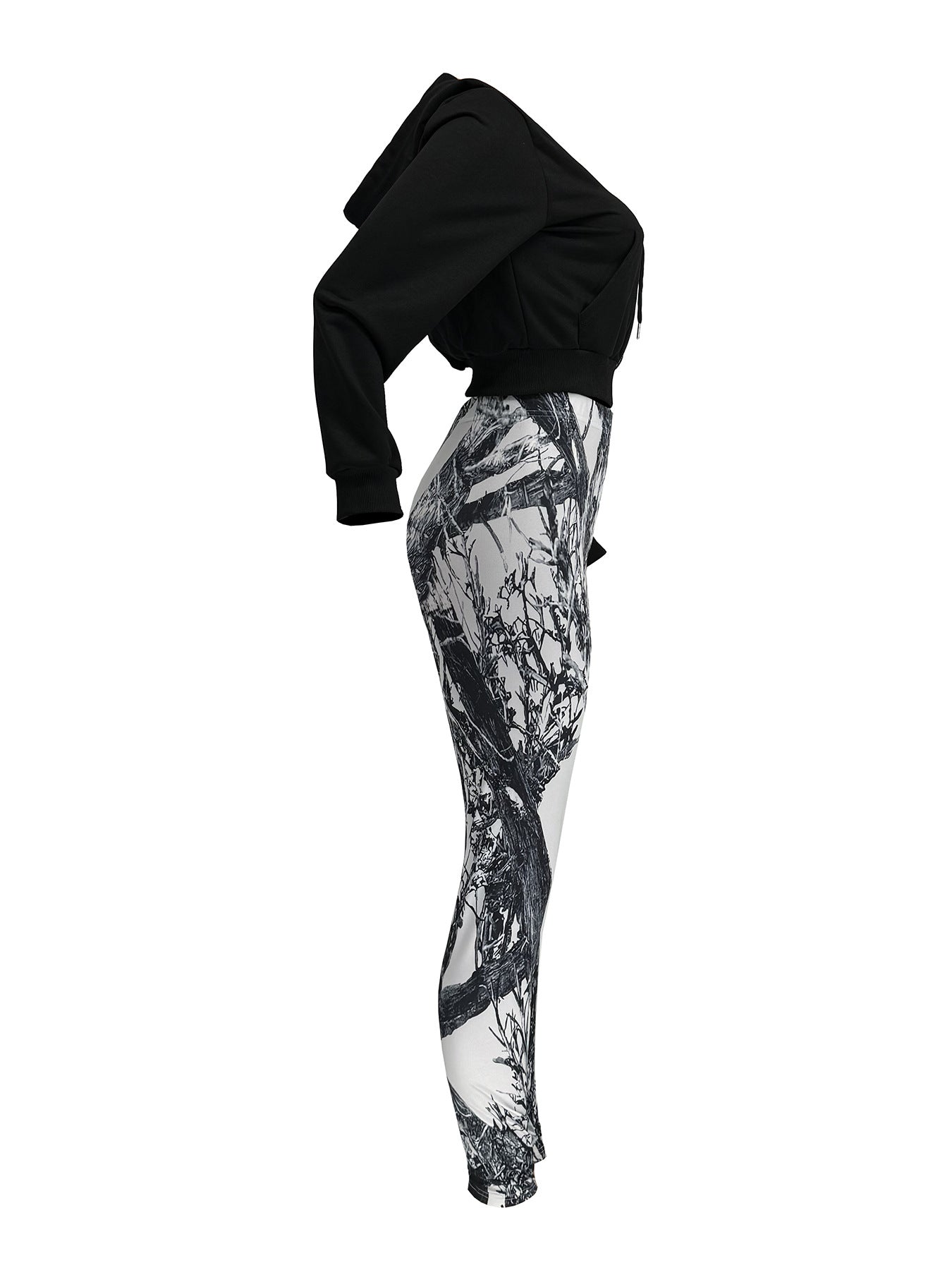 Women Casual Zipper Long Sleeve Top and Print Pants Two-Piece Set 21