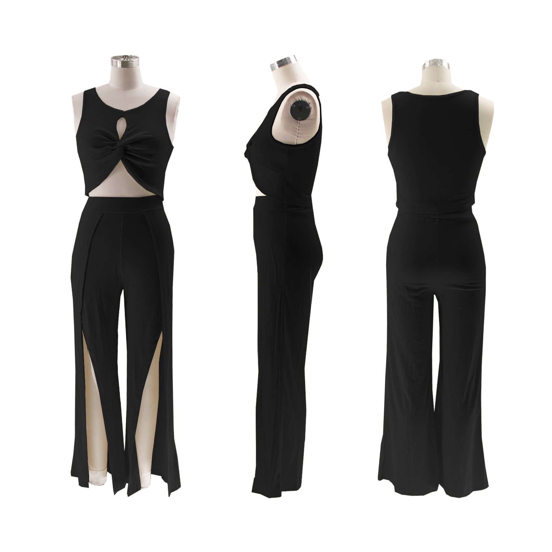 Fashion Casual split vest wide leg pants two-piece set 19