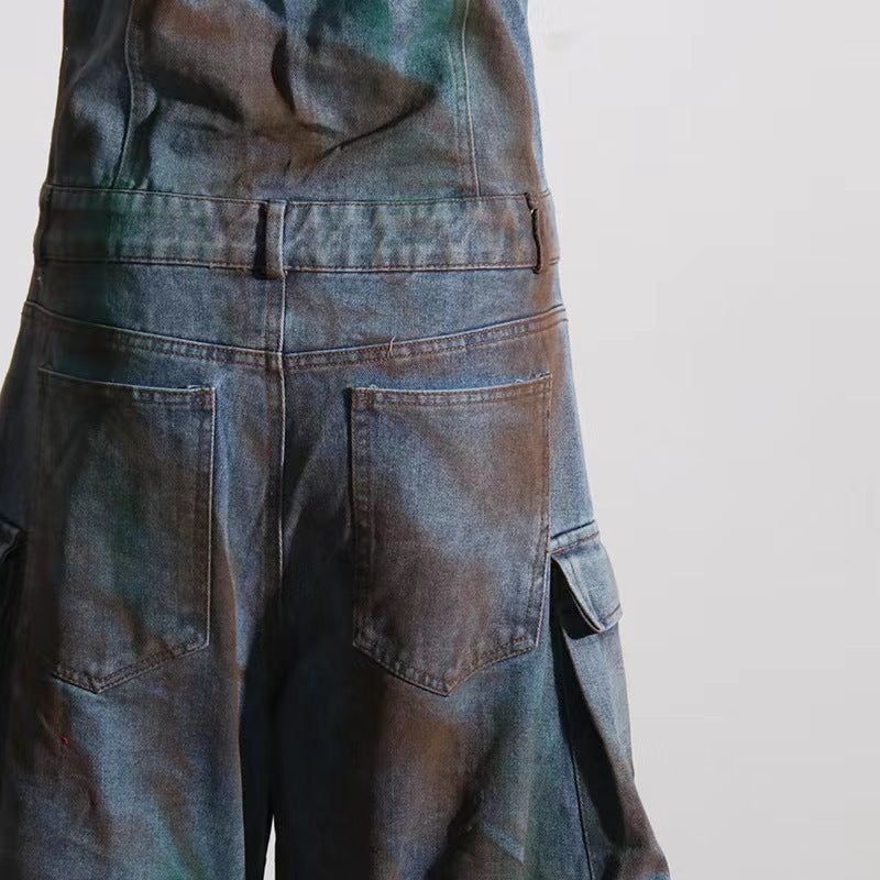 High street strapless pocket Cargo denim overalls jumpsuit 8