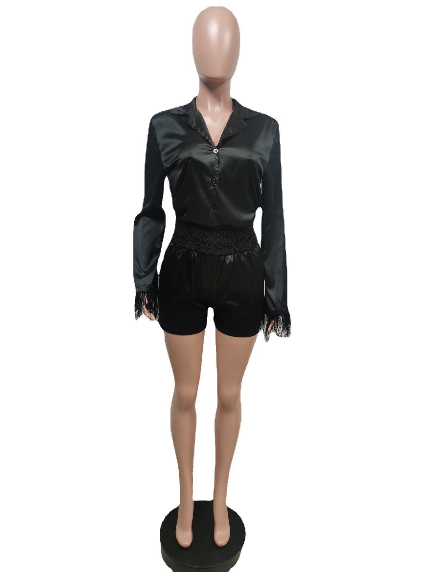 Fashion Shirt Shorts Tassel Casual Two Piece Set 15