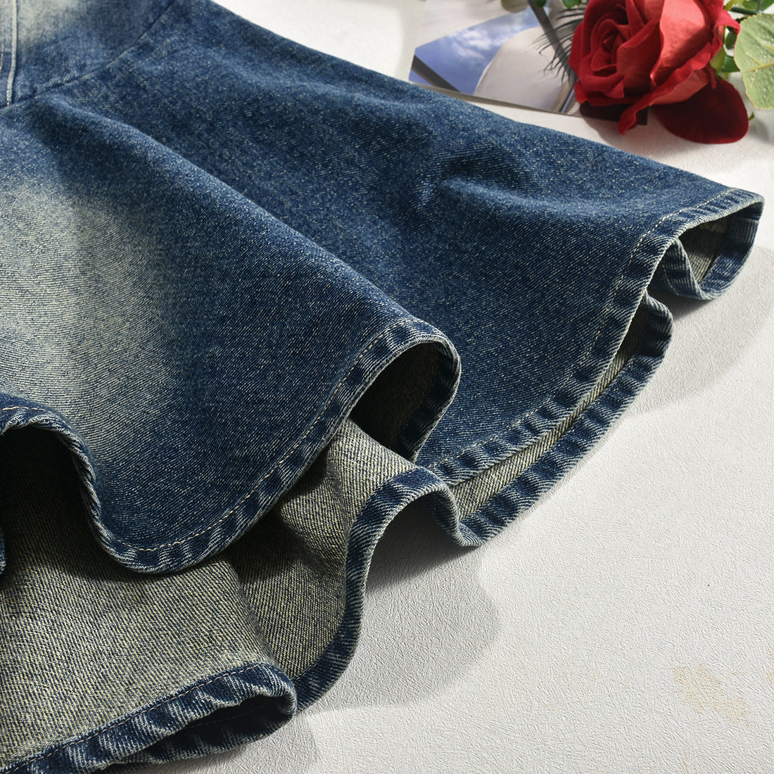 Women zippered chest-wrapped sexy Denim ruffle skirt 13