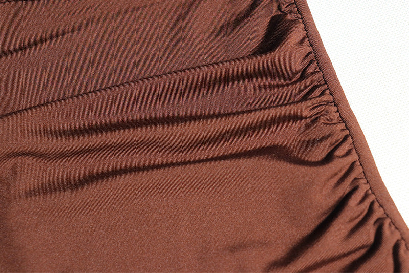 Women's Solid Color Round Neck Long-Sleeved Streamer Tie Chic Long Dress 17