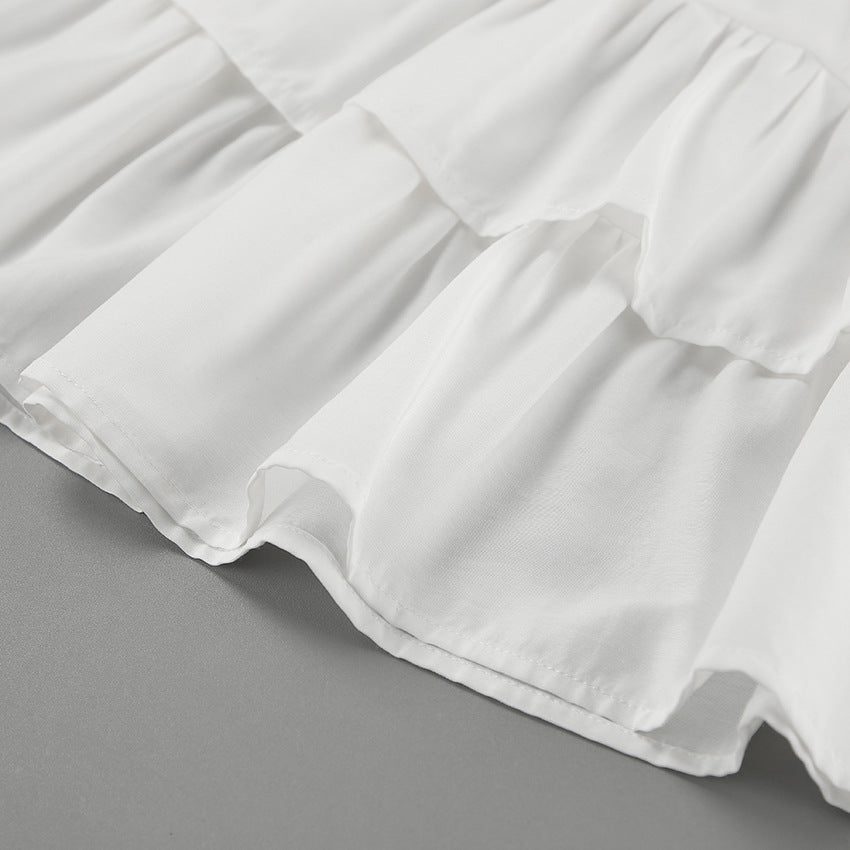 Chiffon White High-Waist A-Line Pleated Casual Skirt Autumn Fashion Short Skirt 15