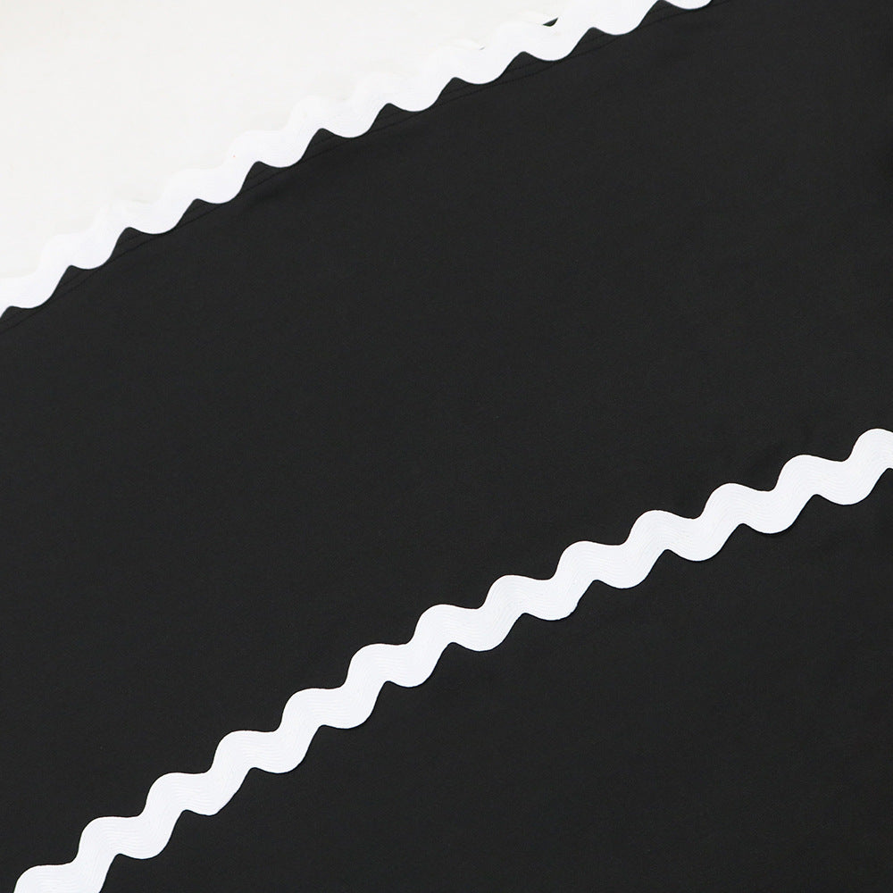 Women Strap Solid Wave Ribbon Patchwork Solid Strap Dress 21