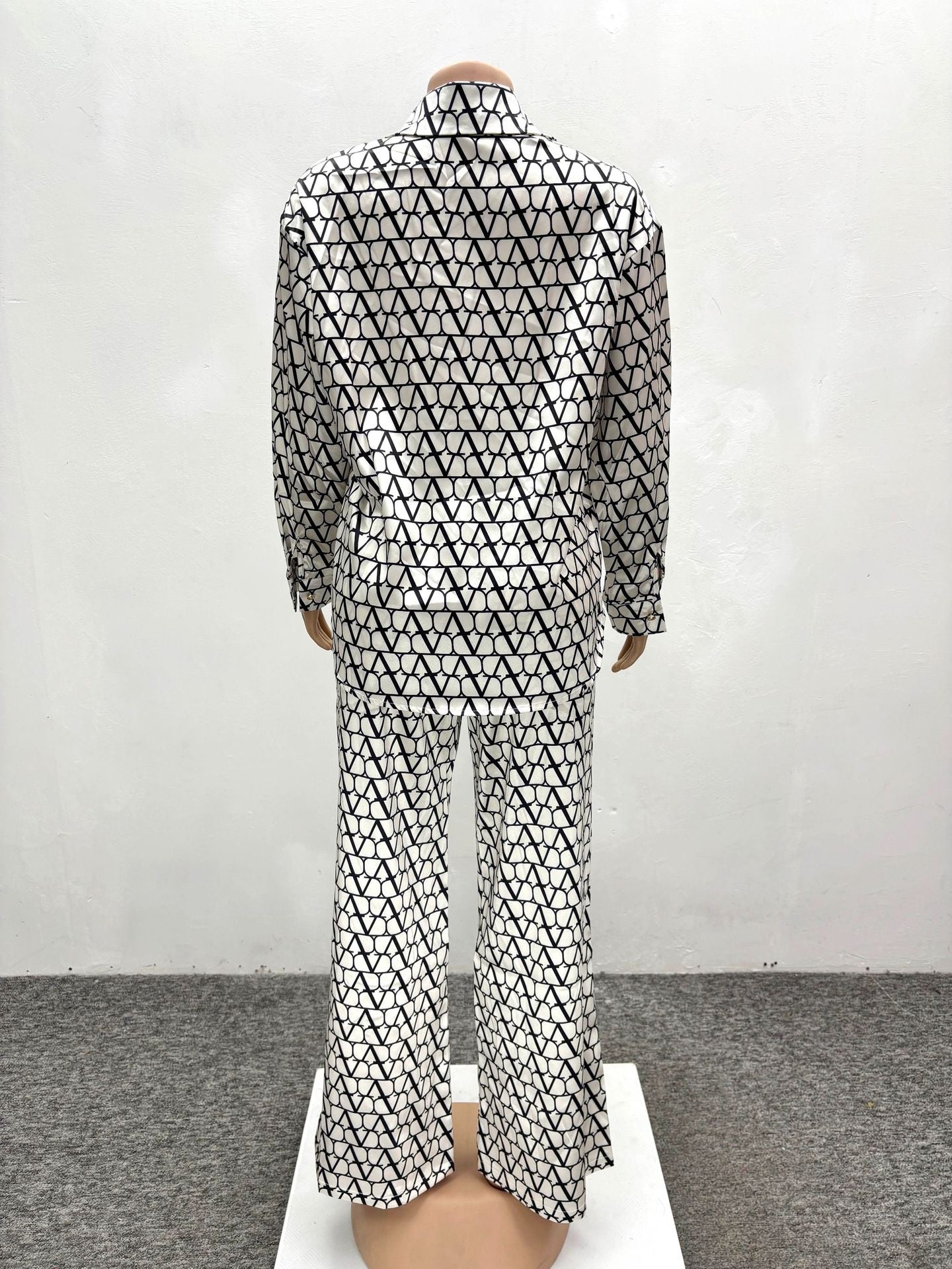 Printed Long Sleeve Shirt Wide Leg Trousers Two-Piece Set Africa Spring And Autumn Suit Fashion Women's Clothing 9