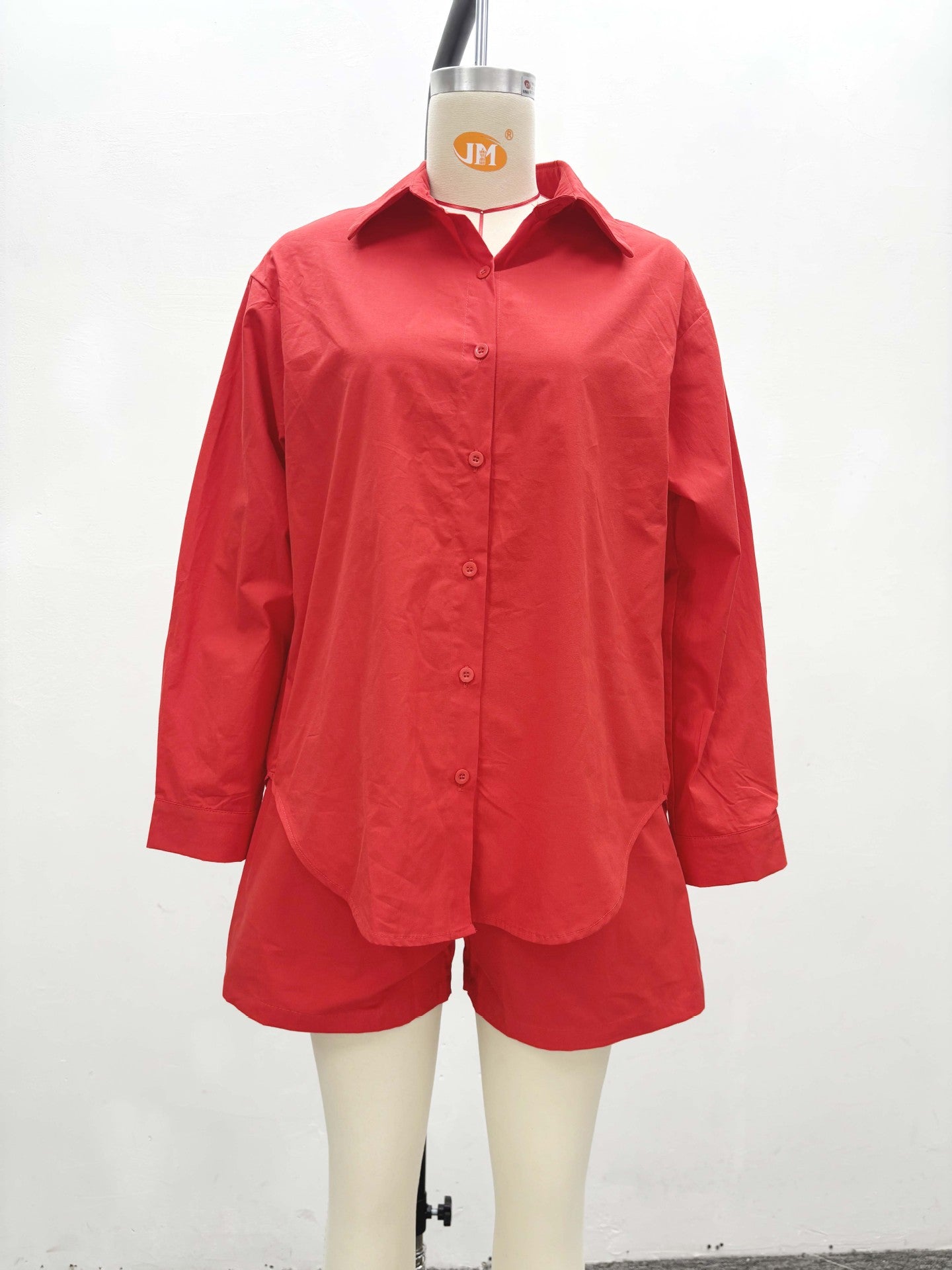 Elegant Women's Long Sleeve Cardigan Shirt Shorts African Plus Size Loose Casual Two-Piece Set 7