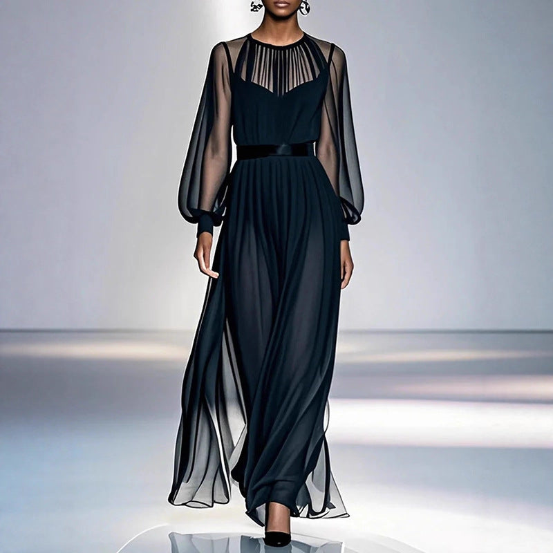 Women Fall/Winter French-Style Black Dress 7