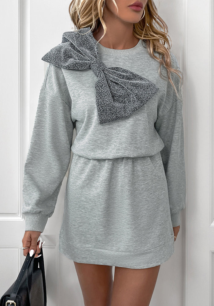 Autumn Casual Pullover Bow Party Hoodies dress