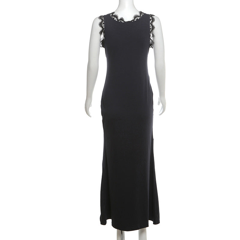 Summer women's clothing American street print v-neck lace hollow loose dress 7