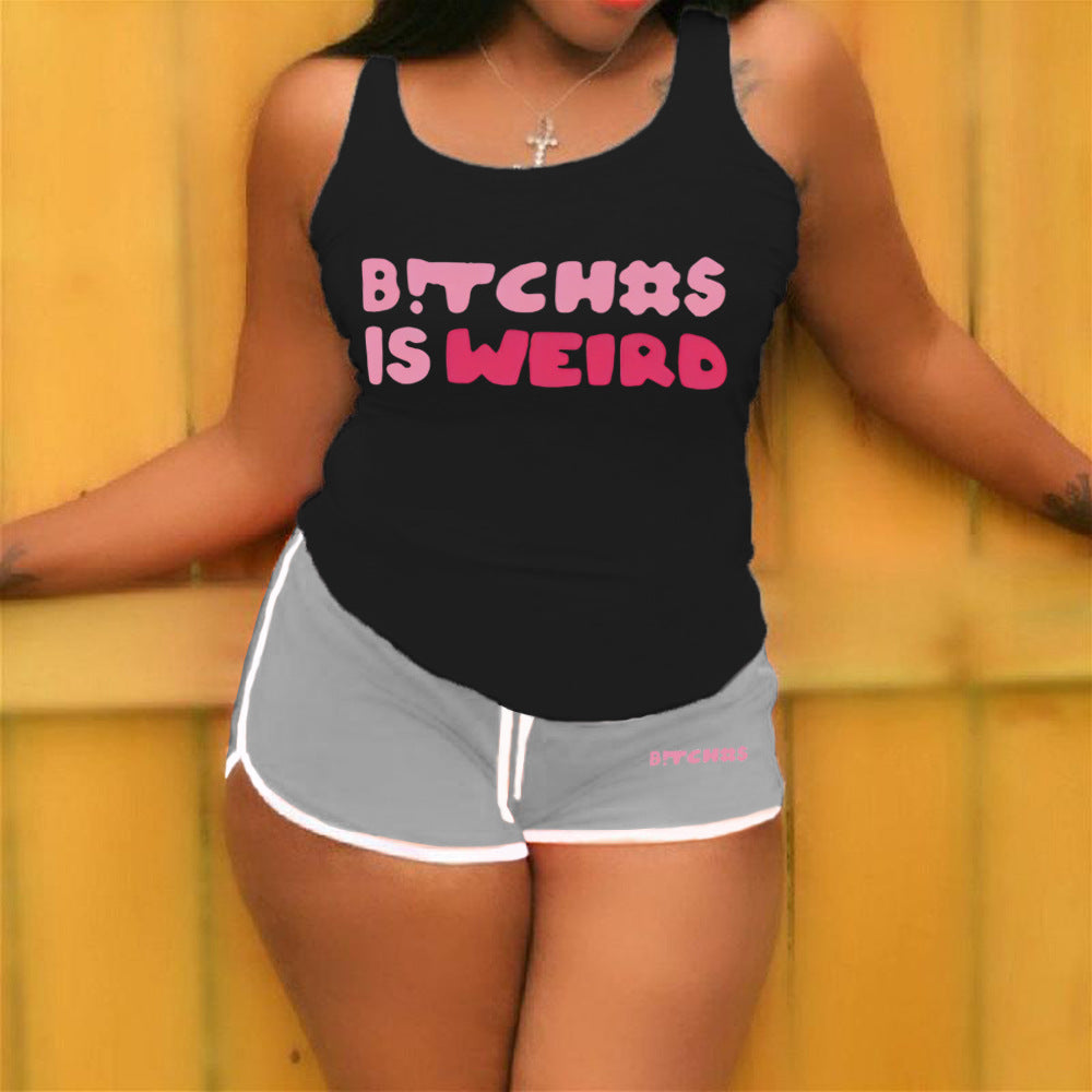 Women vest shorts sports yoga two piece set 18