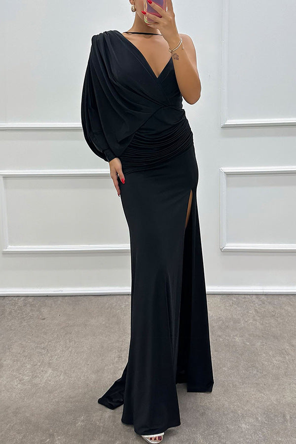 sexy fashion V-neck single sleeve elegant formal party evening dress 5