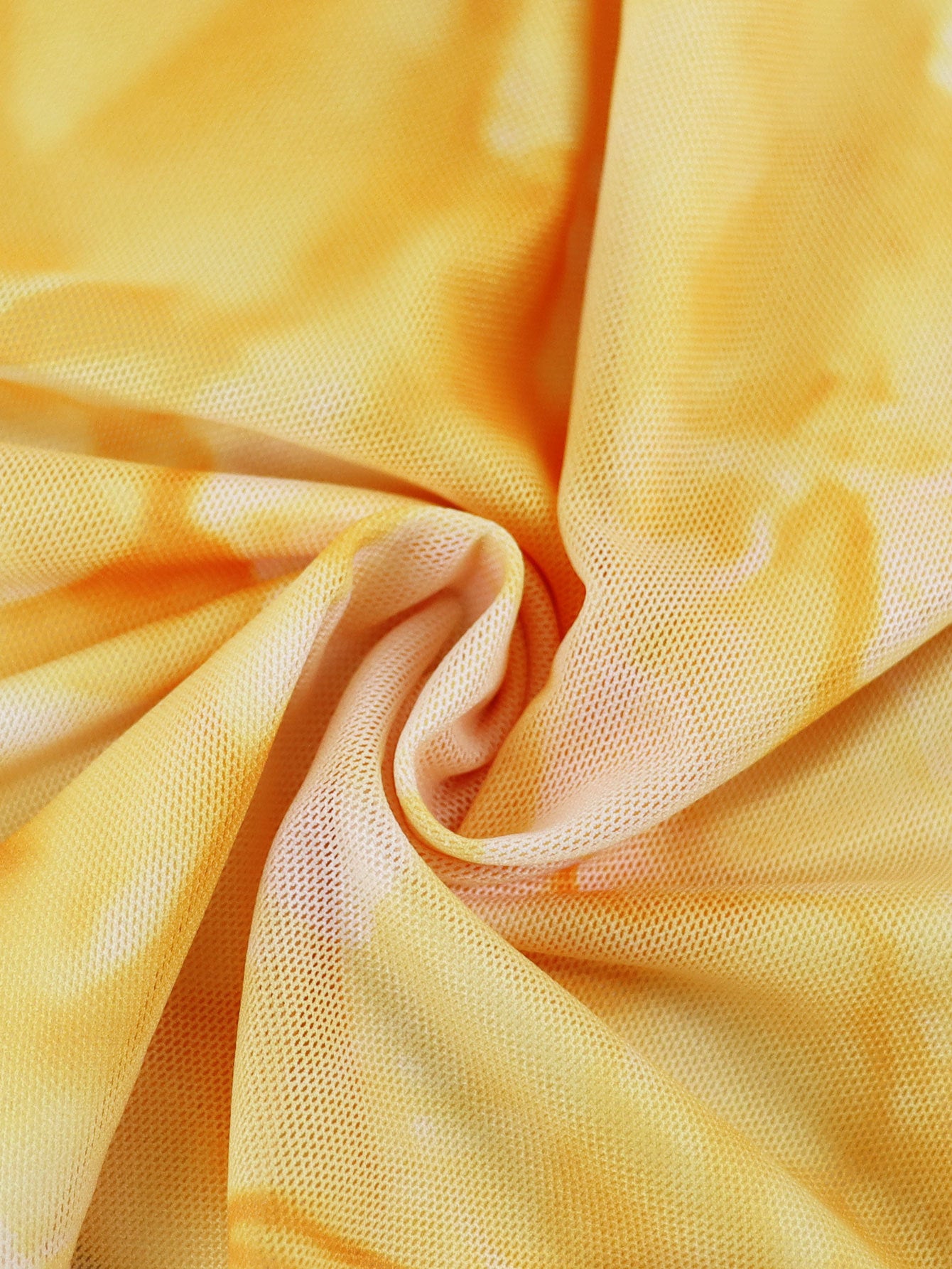 Elegant Strapless Yellow Tie-Dye Printed Side Slit Slim Summer Holidays Dress 12