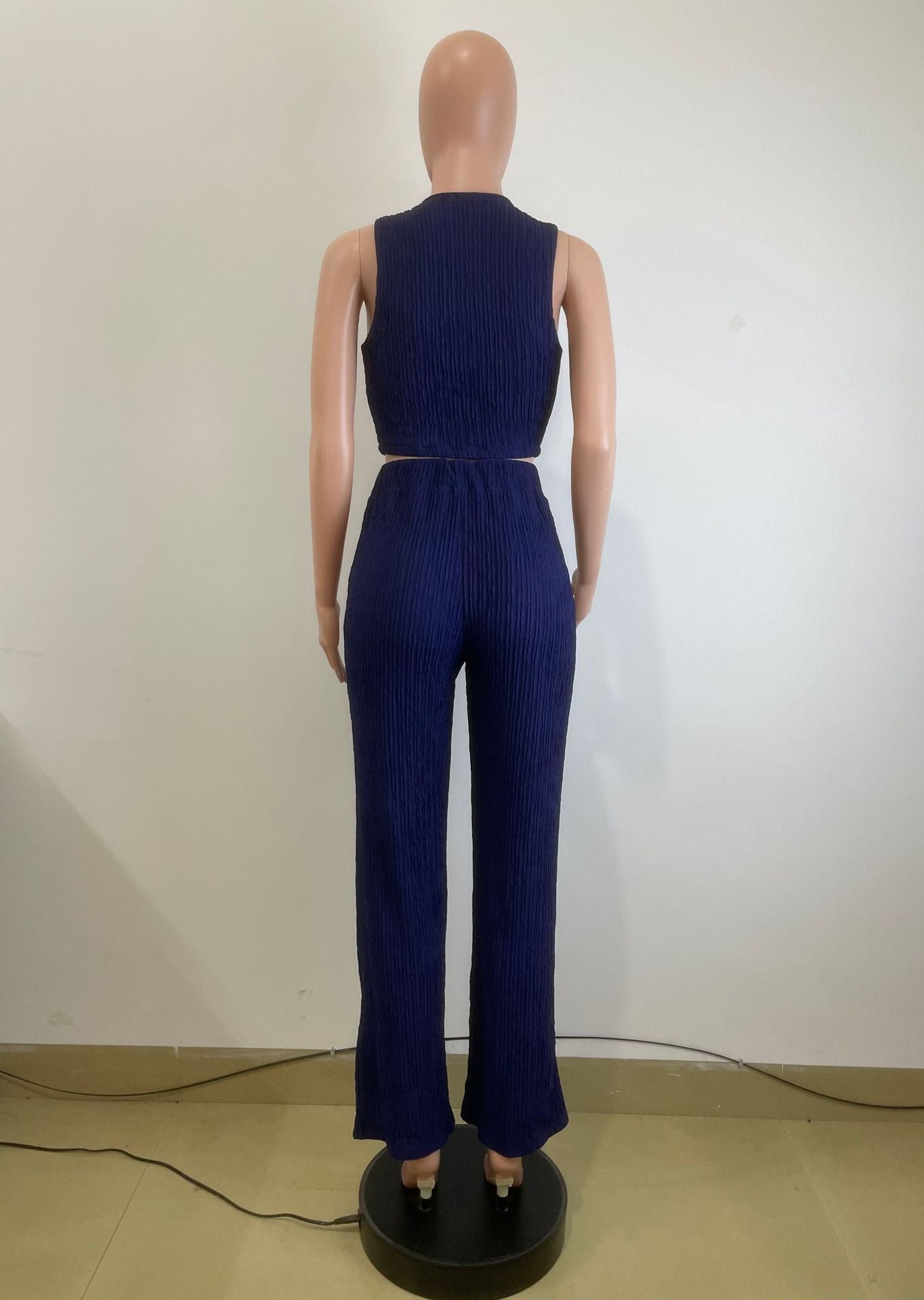 Women's Fashion Slim Vest High Waist Wide Leg Pants Two-Piece Set 6