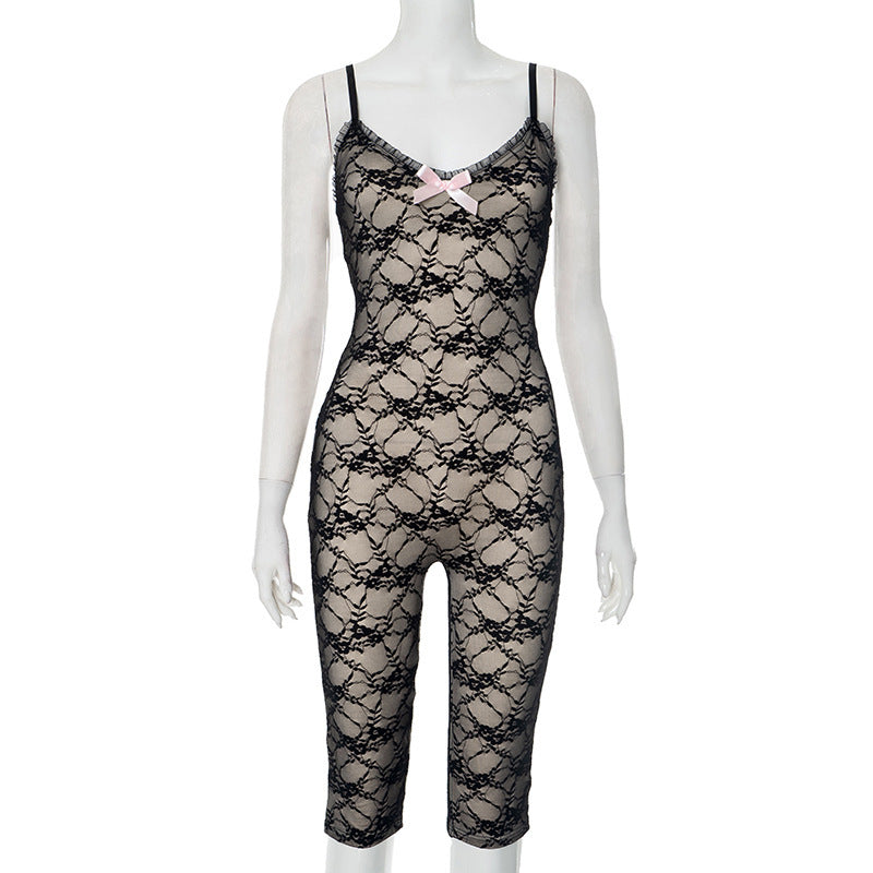 Women Sexy Sleeveless Lace Jumpsuit 6