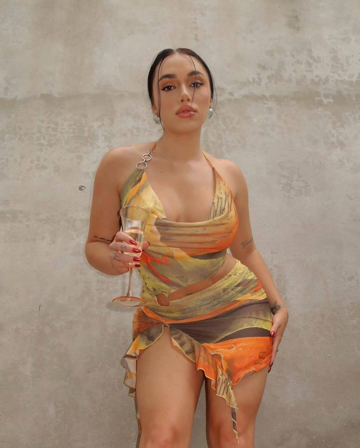 Women Sexy Printed Hollow Backless Halter Neck Lace Dress