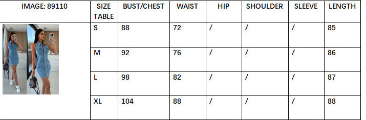 Summer single-breasted Turndown Collar sleeveless Slim Waist fashionable Denim dress women's clothing 8