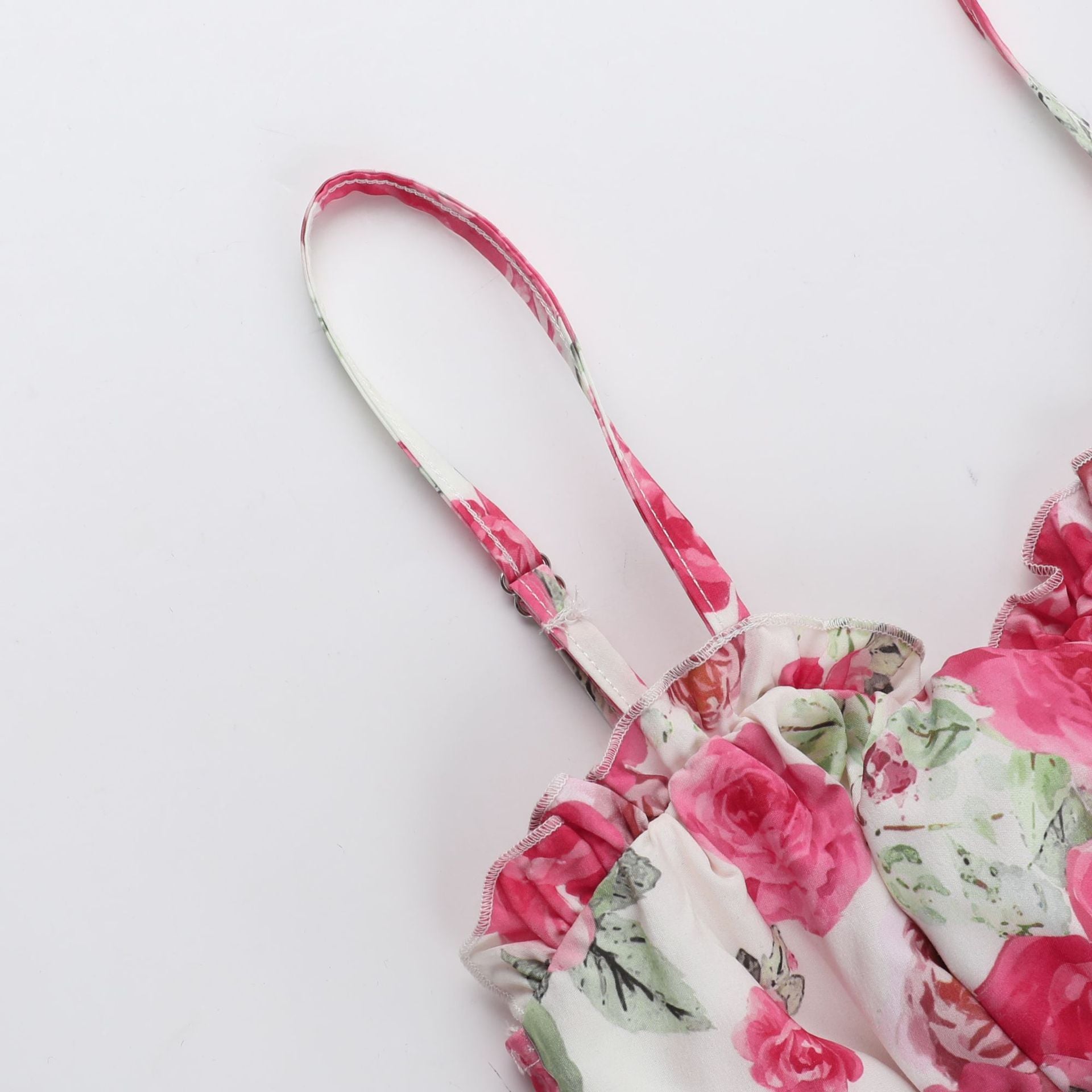 Women summer sexy rose print suspender dress 15