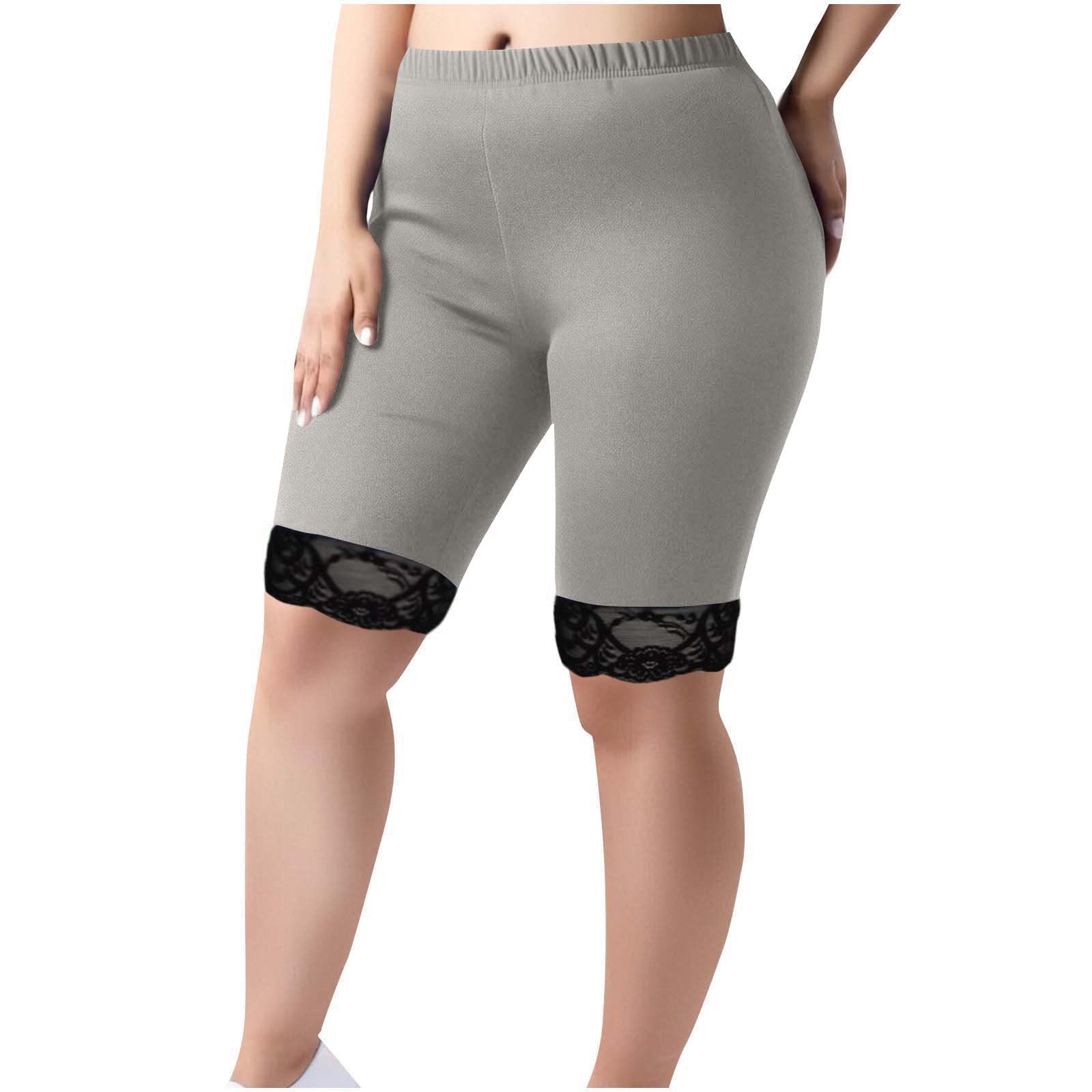 Women's Trousers Lace Knee-Length Shorts Plus Size Elastic Waist Tight Pants