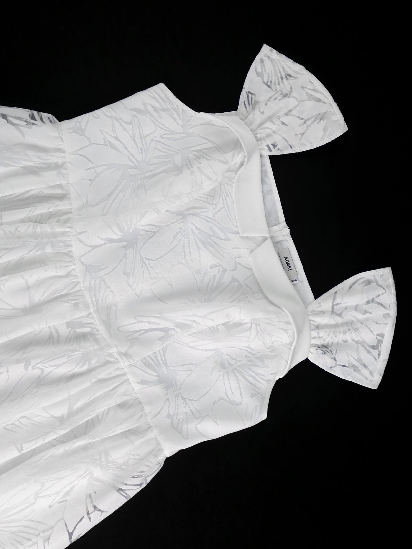 Plus Size Wedding Jacquard White Square-Neck High-Waist A-Line Elegant Wedding Dress 13