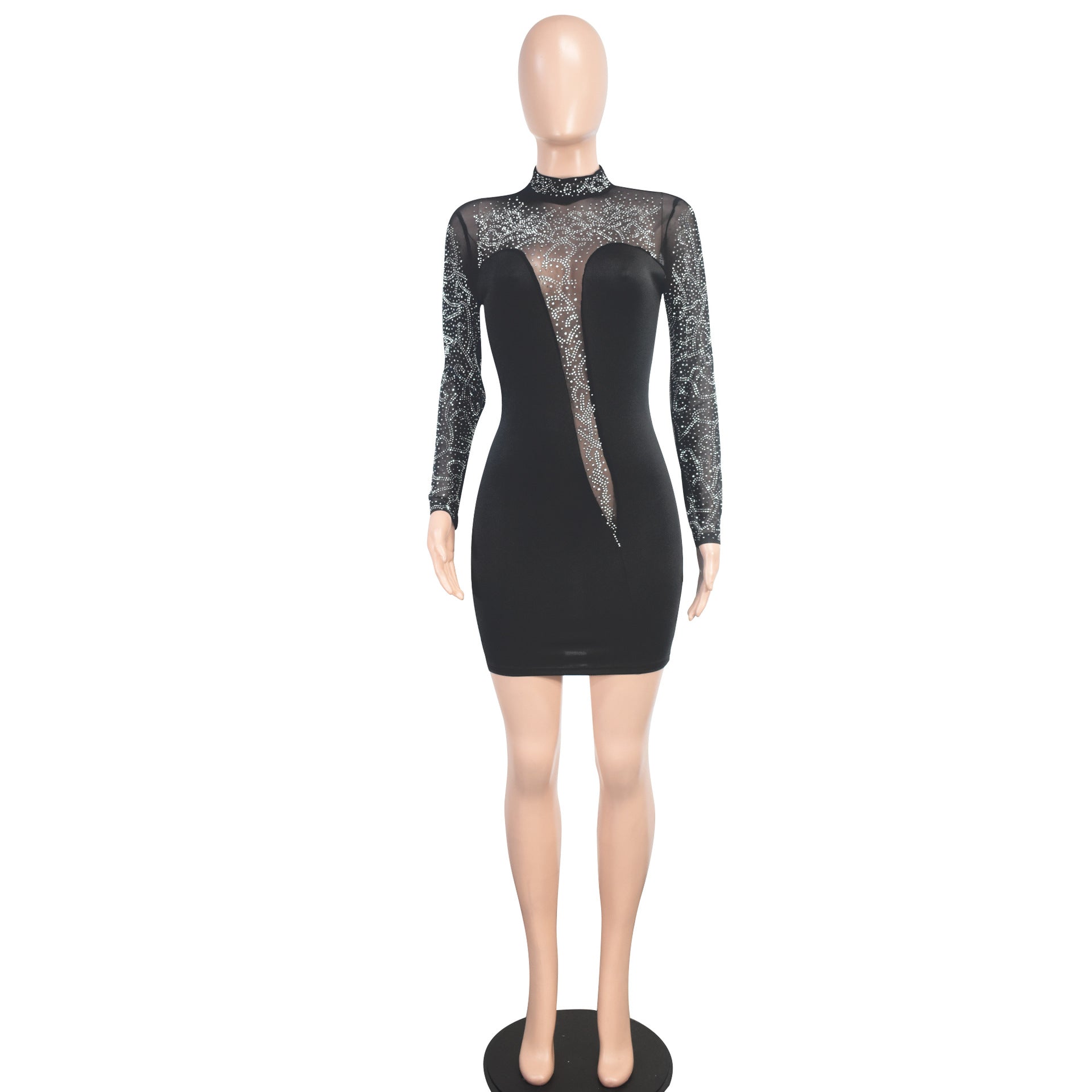 Spring And Summer Fashion Sexy See-Through Beaded Women's Bodycon Dress 5