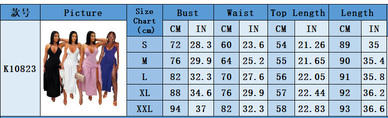 Women's Solid Color Lace-Up Sexy Slit Skirt Bodysuit Two Piece Set 12