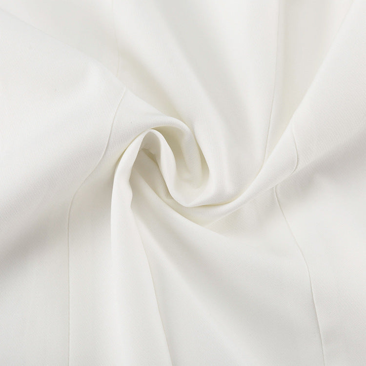 Women White French Sleeveless Round Neck Dress 8