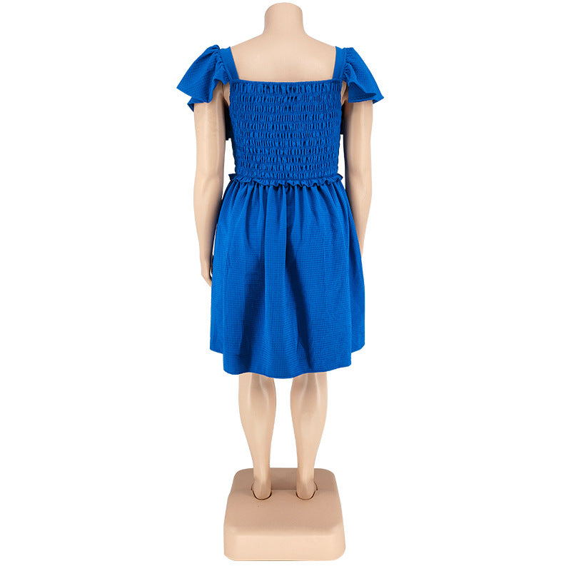 Plus Size Summer Women's Off Shoulder Short Sleeve Casual Swing Dress 26