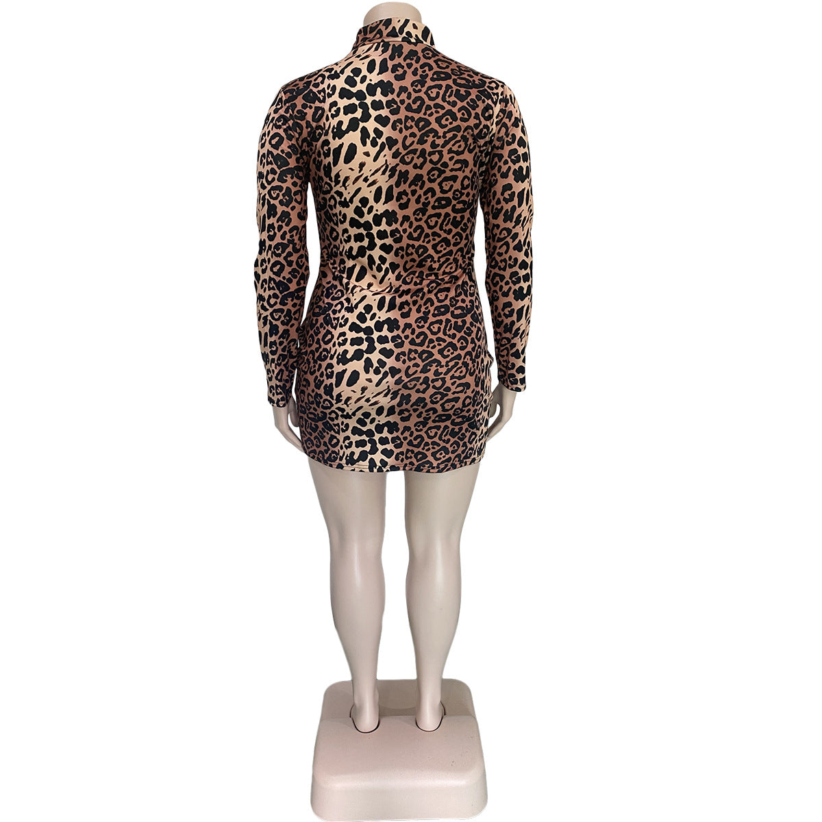 Plus Size Women's Early Fall Leopard Bodycon Dress 6