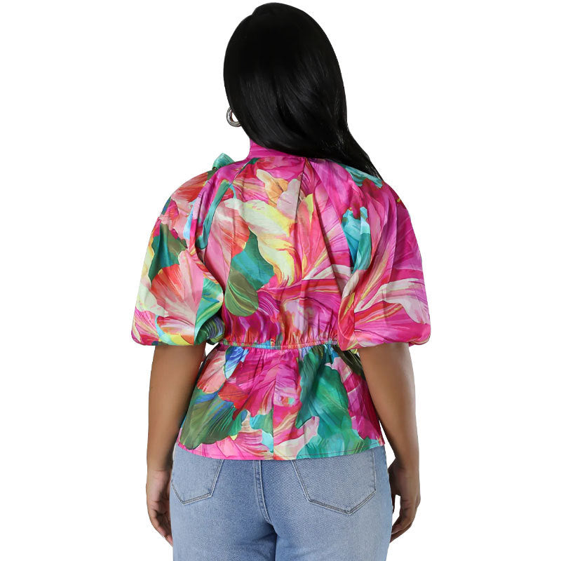 Spring Summer Women's Round Neck Fashion Casual Shirt 7