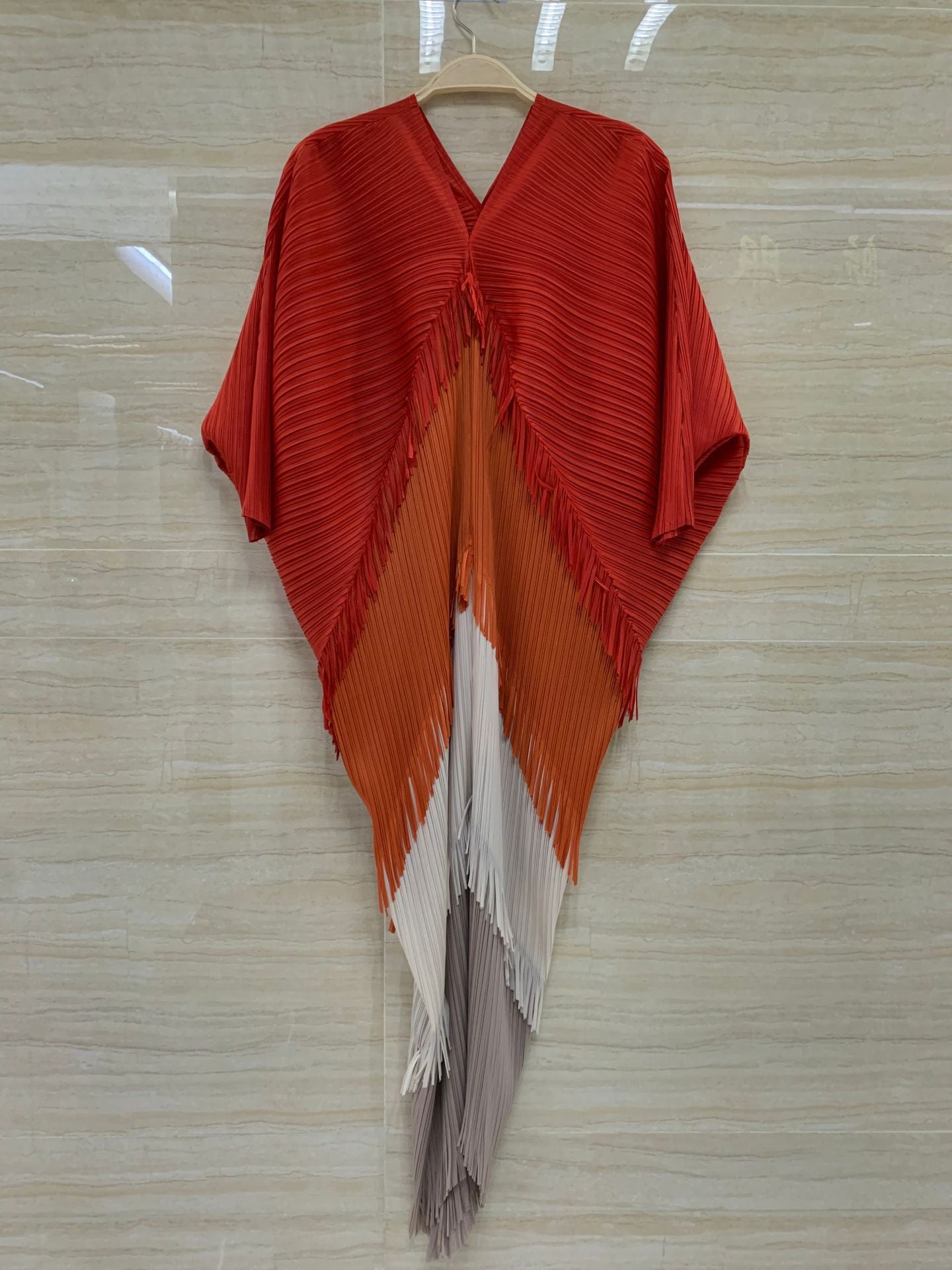 Miyake Pleated Spring Fringed Basic Dress 4