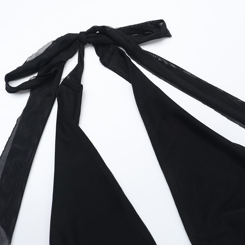 sexy Halter Neck Deep V vest slit Bodycon dress 15