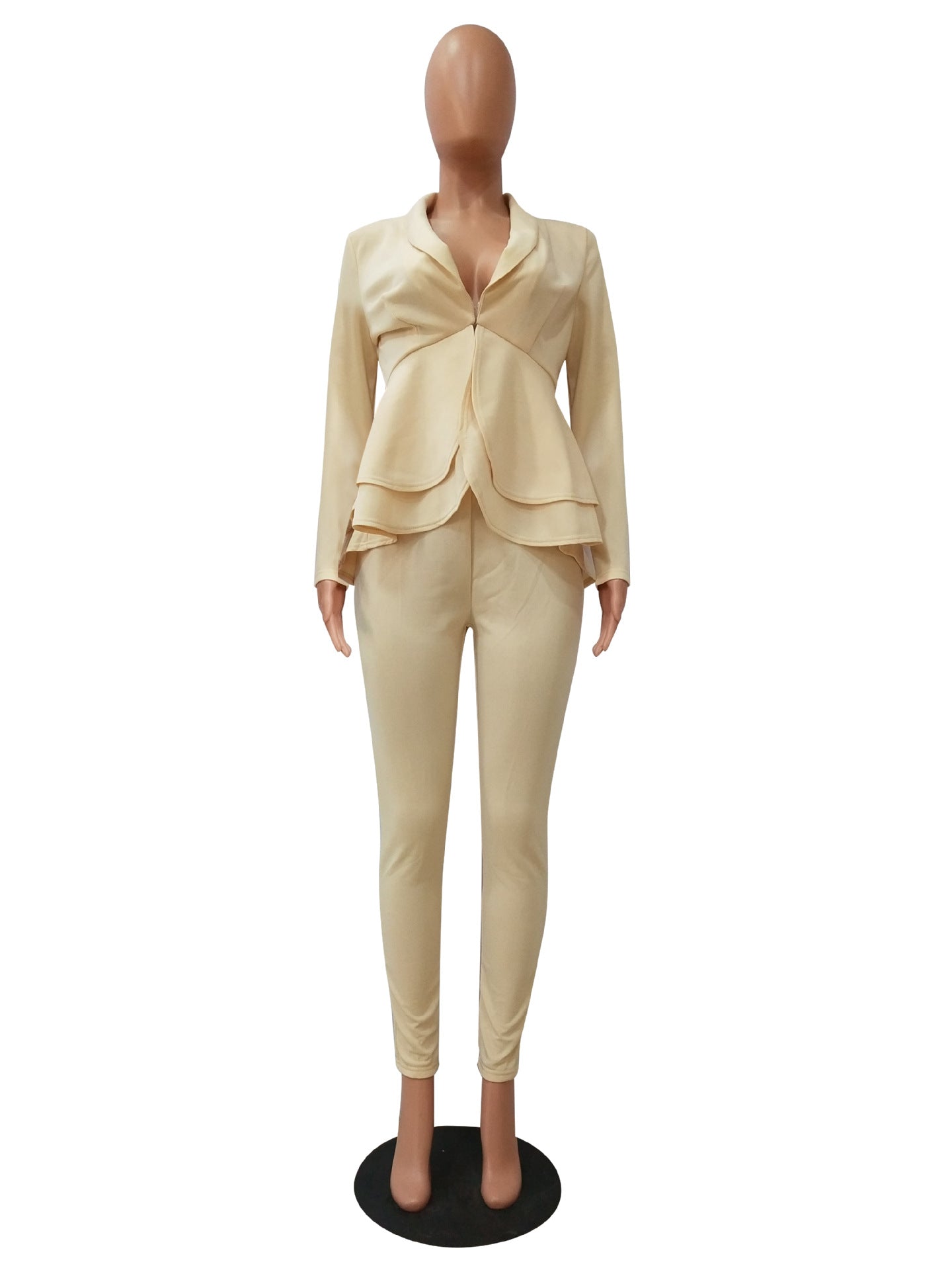 Fashion Ruffle Career Suit Casual Two Piece Set 18