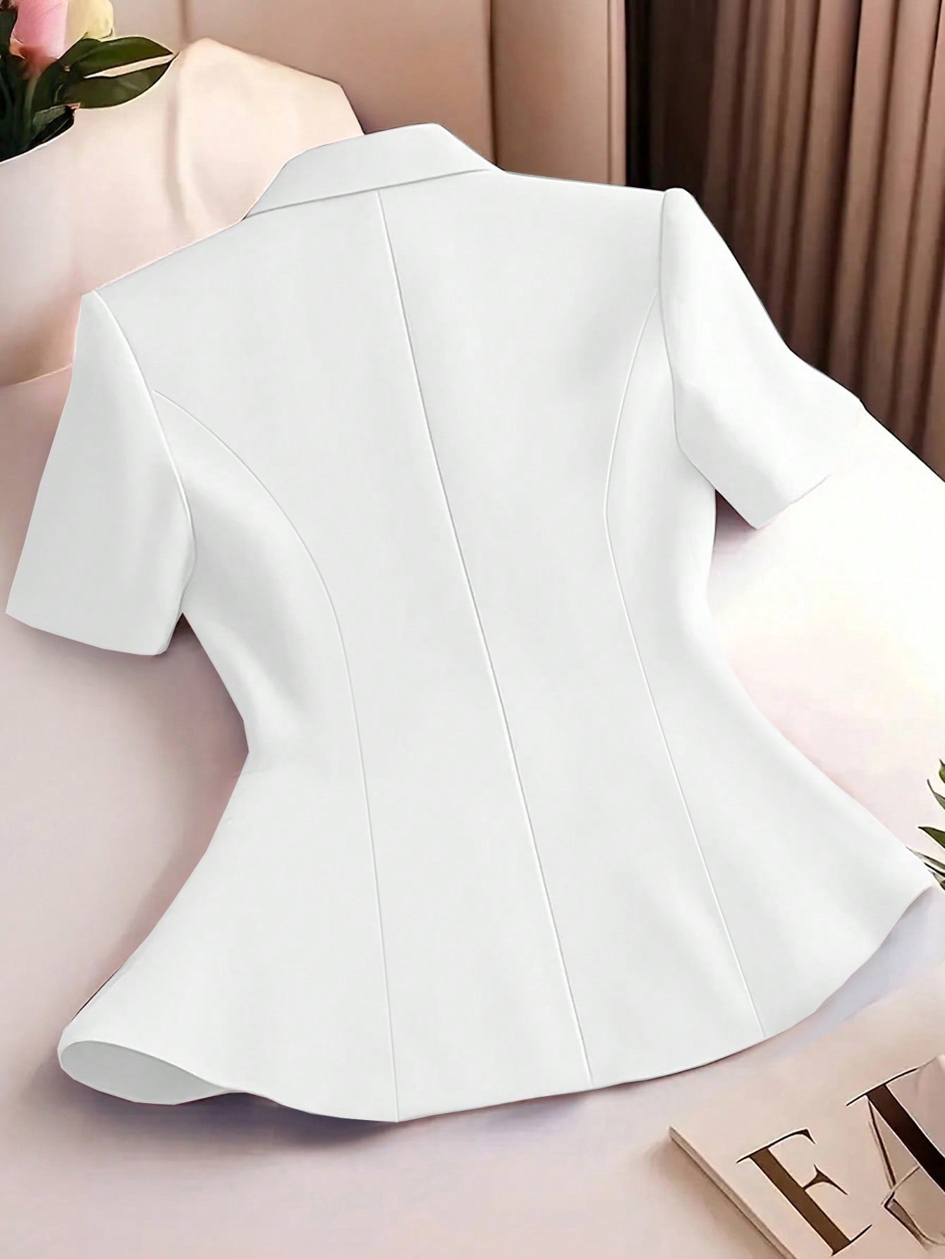 Women Solid Single-breasted Multi-button Turndown Collar Elegant Blazer 16
