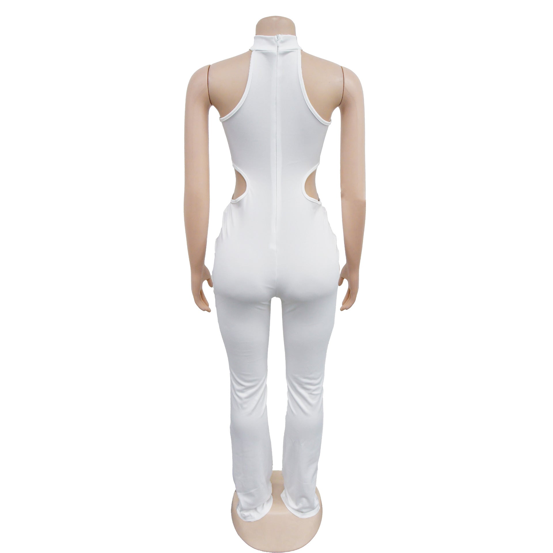 Women Solid Sexy Halter Neck Cutout Jumpsuit 35