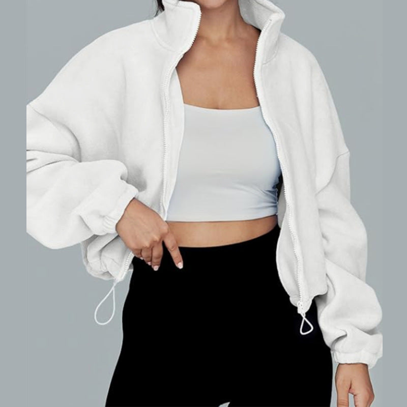 Women's Spring Loose Stand Collar Zipper Top 8