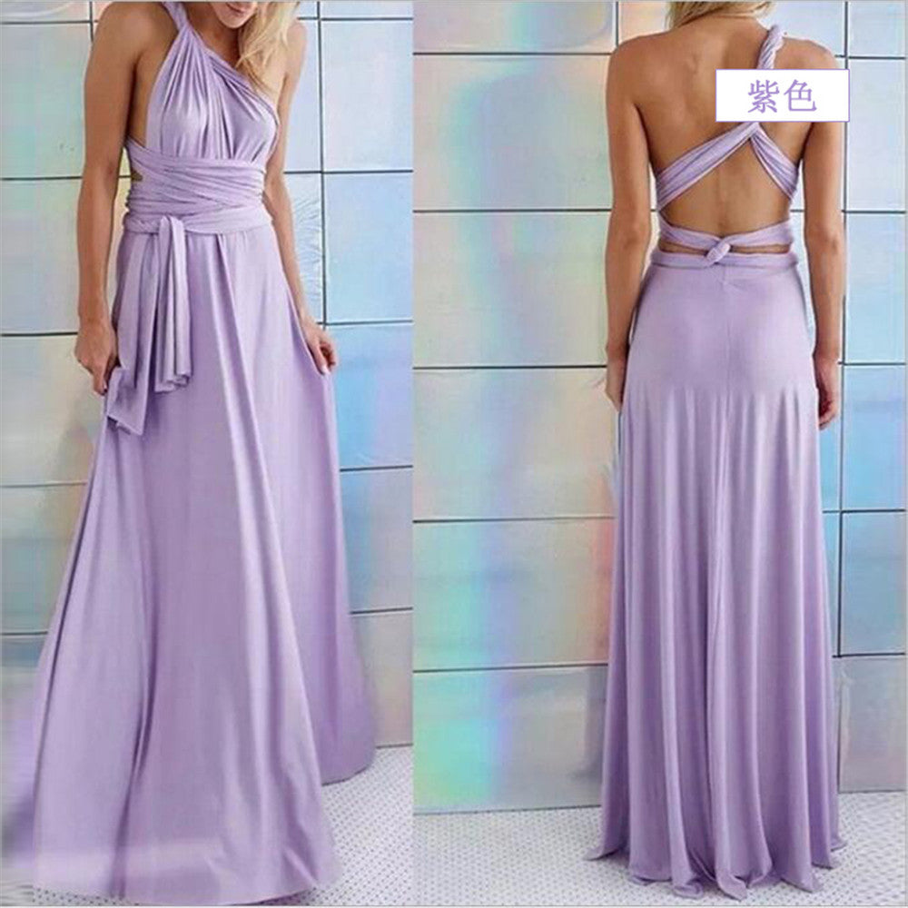 Women Sexy Cross Backless Bandage Long Dress 51