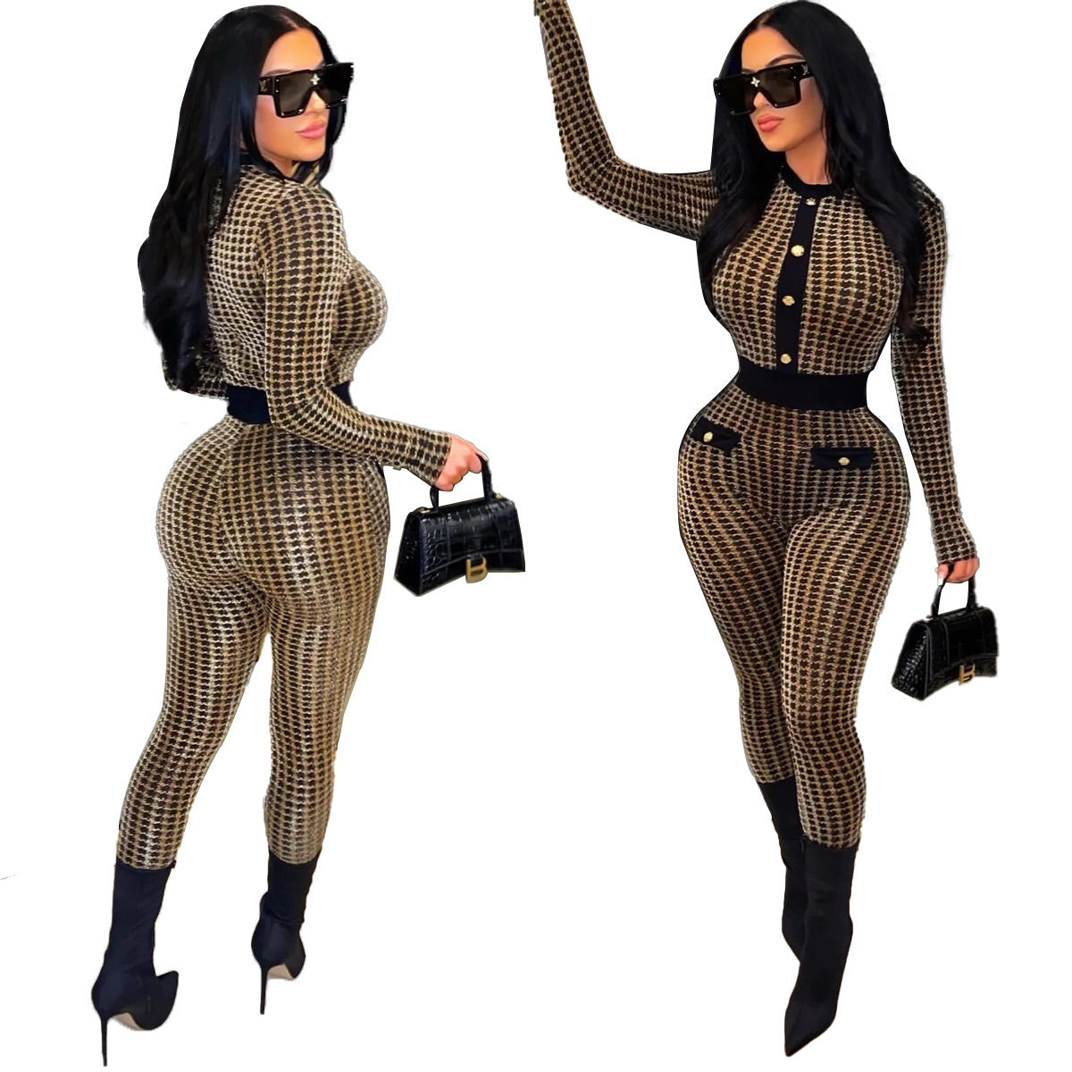 Women'S Sexy Long Sleeve Round Neck Jumpsuit 7