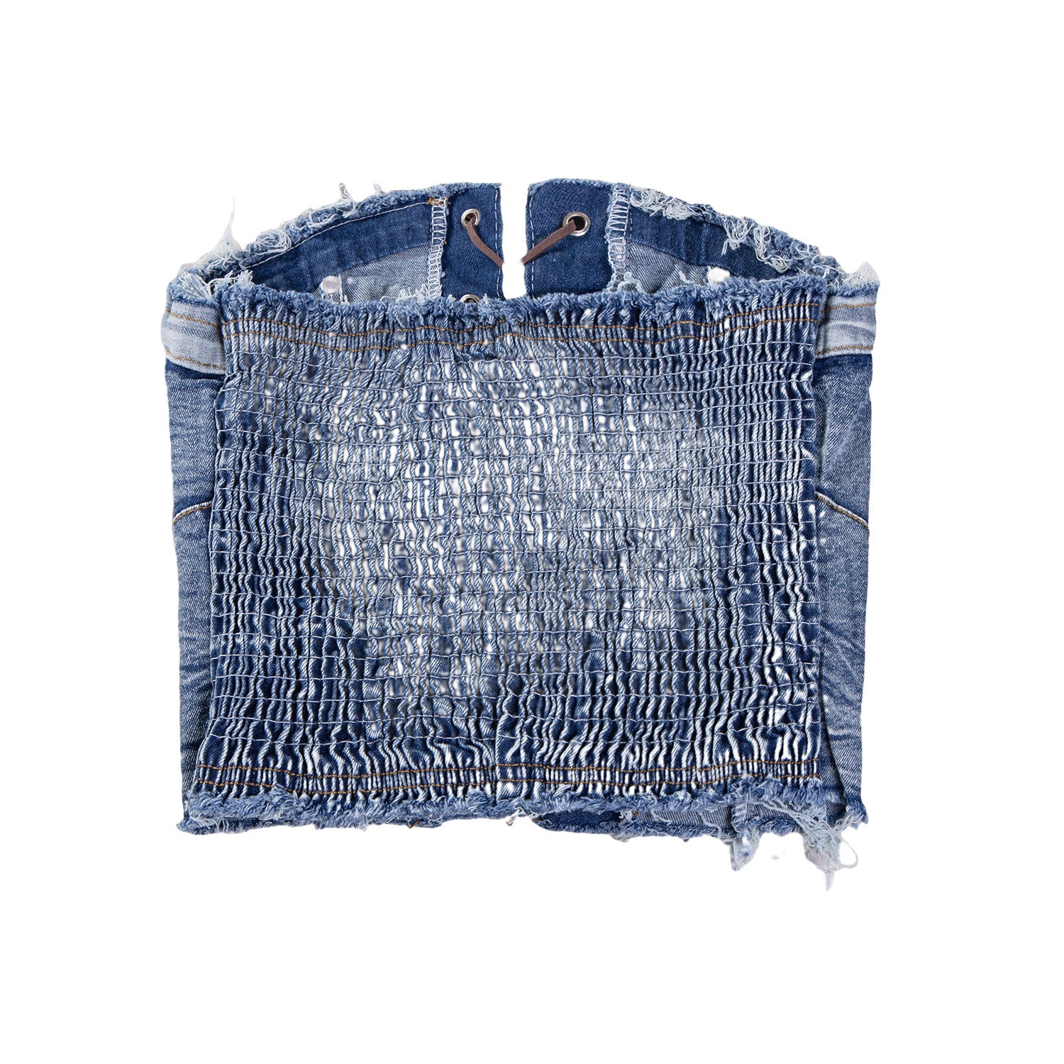 Women Sexy Off Shoulder Elastic Denim Crop Strapless Top 14