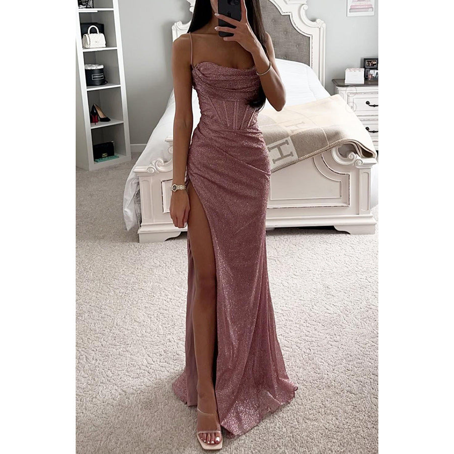Women Party Strap Loose Casual Slit Dress 11
