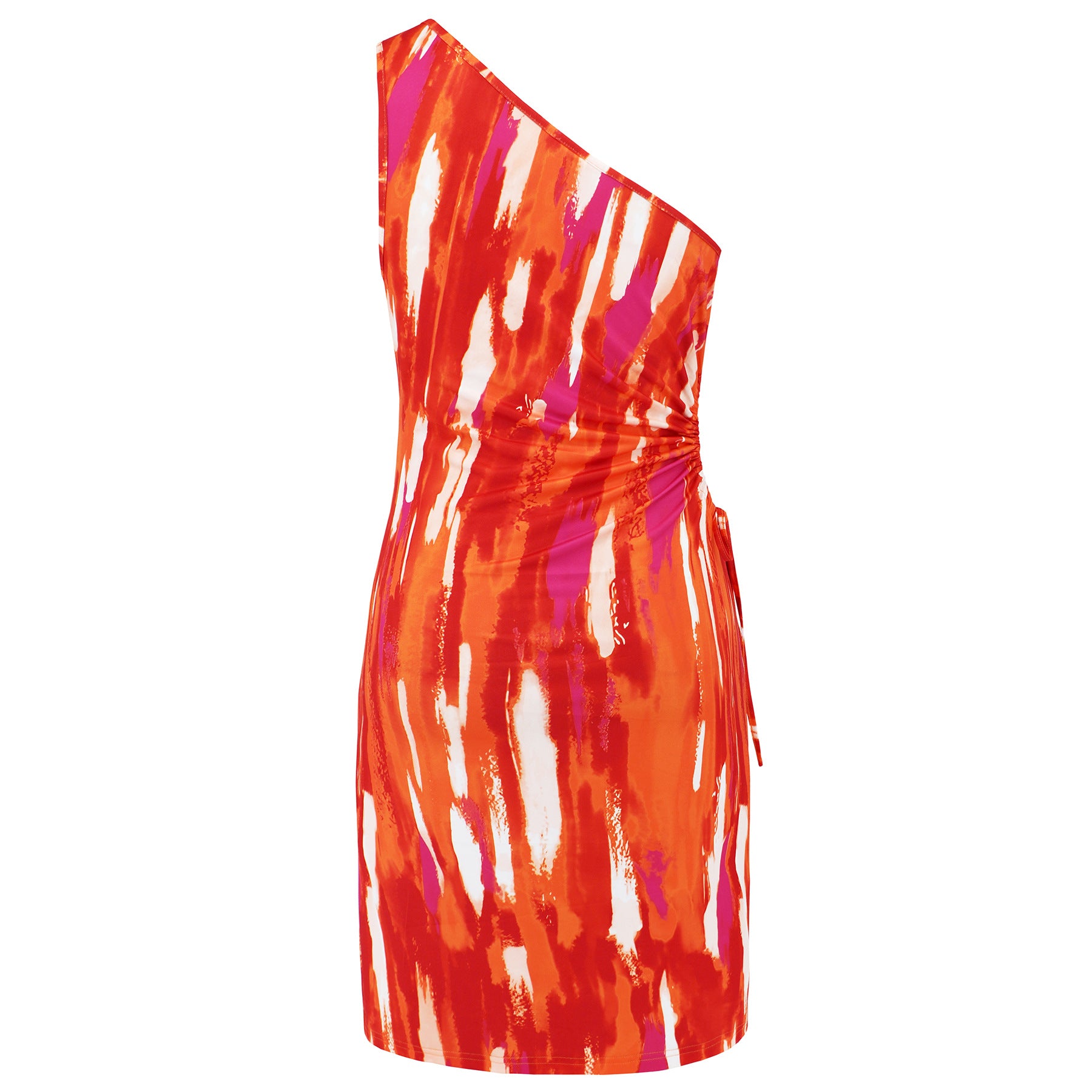 Women Sexy One Shoulder Slash Shoulder Tie Dye Print Dress 19