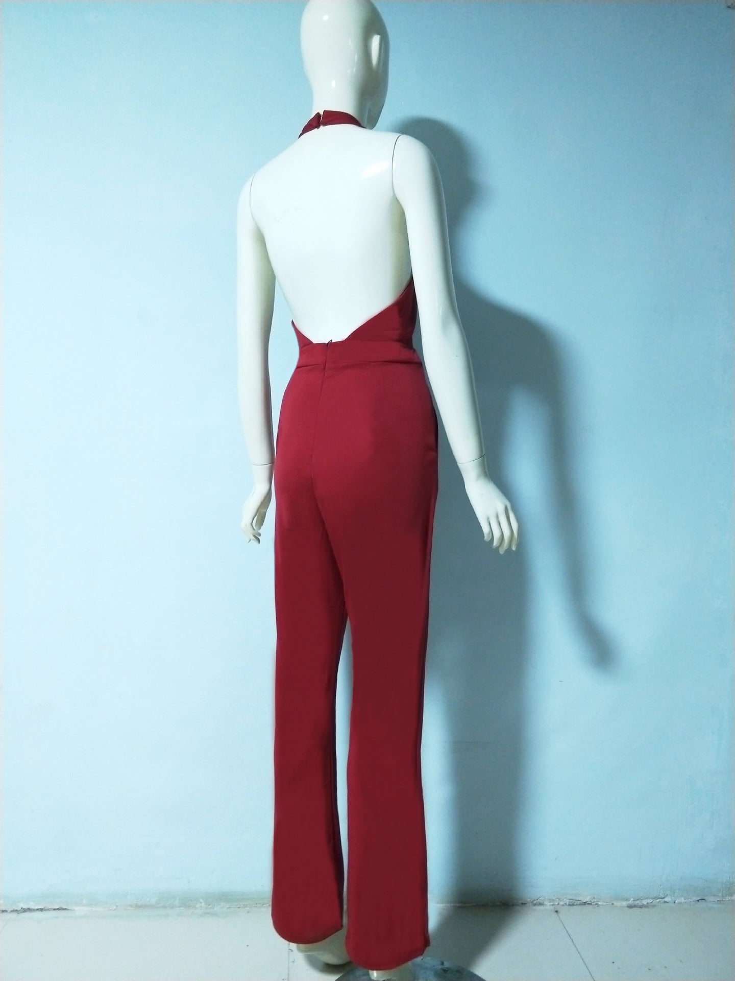 Women Sexy Sleeveless Halter Neck Loose Jumpsuit 29