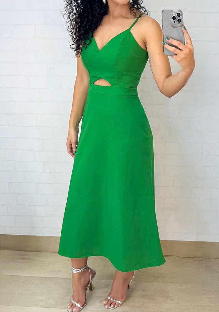 Women's Solid Color Hollow-out Sleeveless Casual Dress